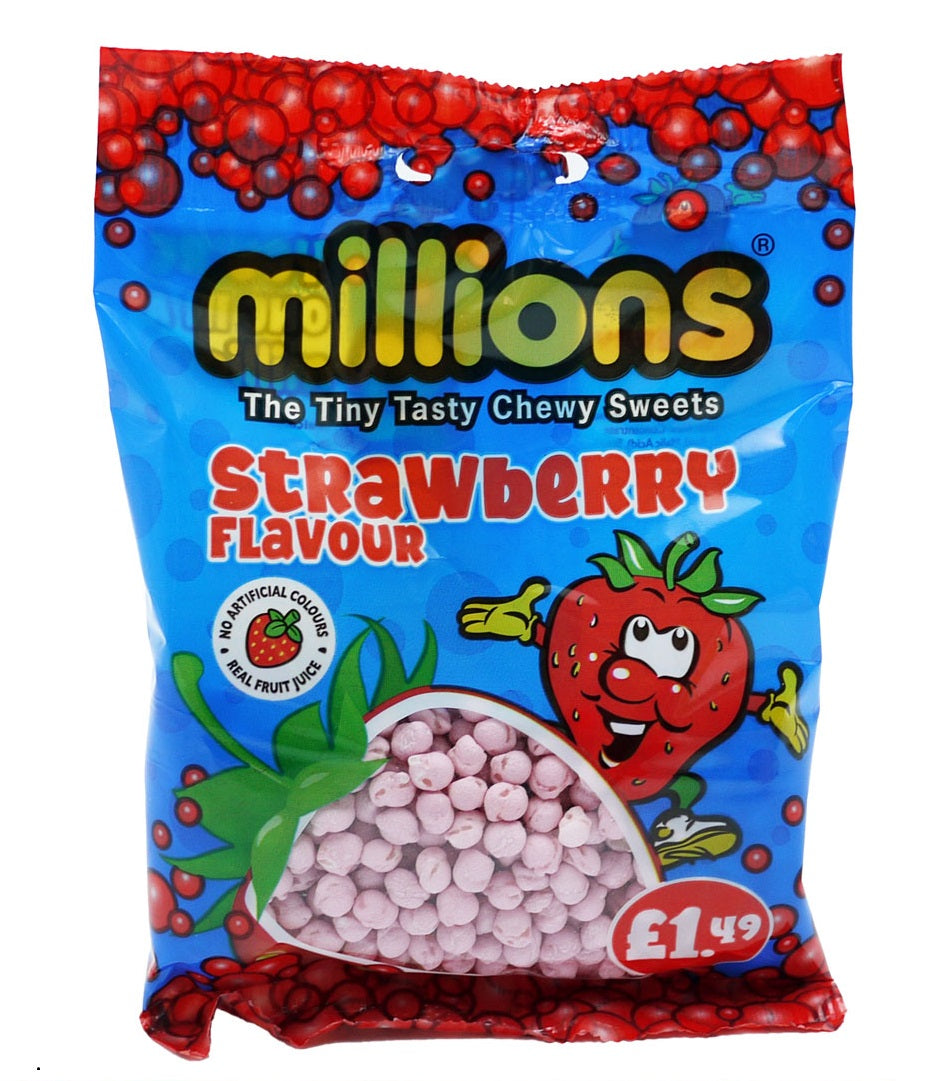 Millions The Tiny Tasty Chew Sweets Strawberry Flavour 110g | High Quality Chocolate & Sweets Online - Product Image Millions The Tiny Tasty Chew Sweets Strawberry Flavour 110g | High Quality Chocolate & Sweets Online - Product Image